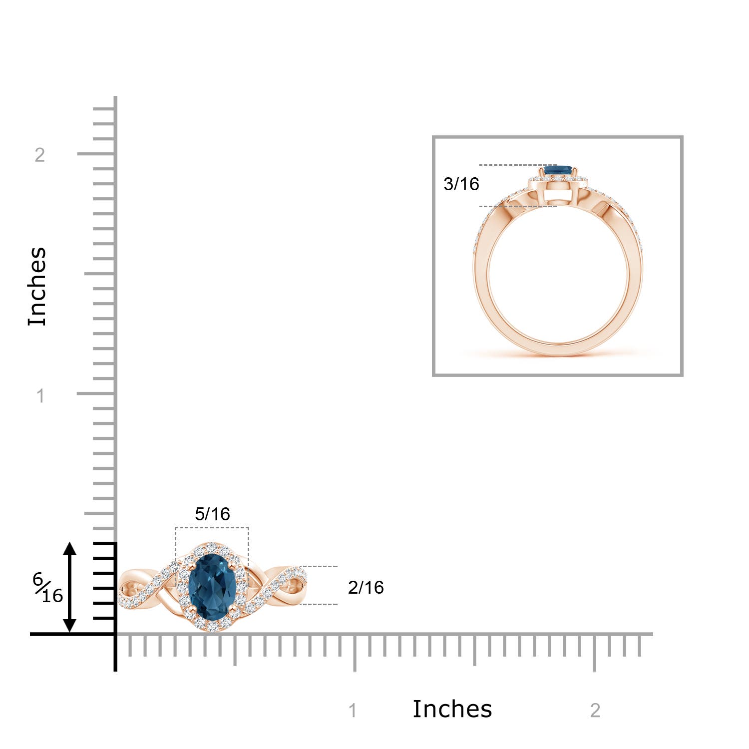 AA - London Blue Topaz / 1.24 CT / 14 KT Rose Gold