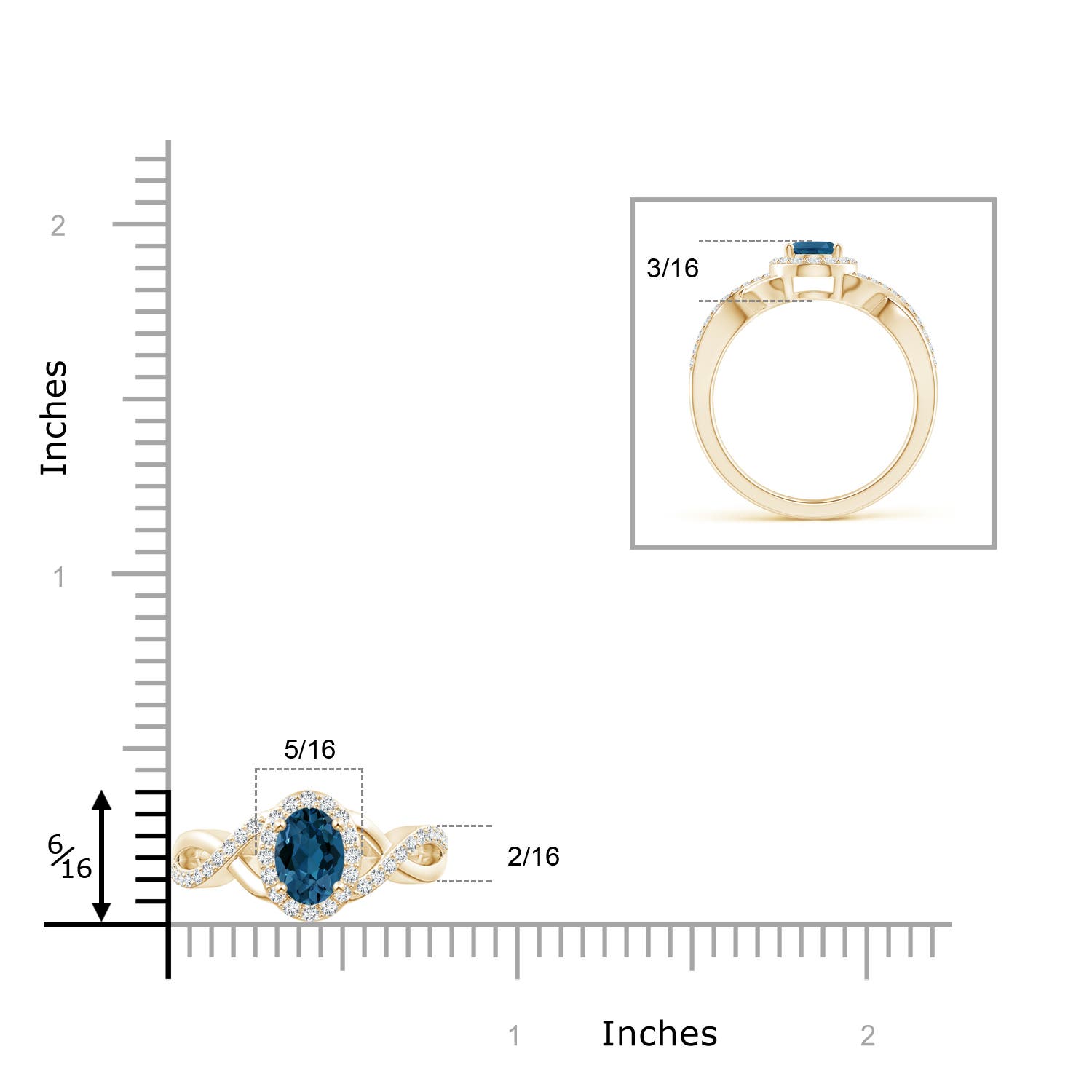 AAA - London Blue Topaz / 1.24 CT / 14 KT Yellow Gold