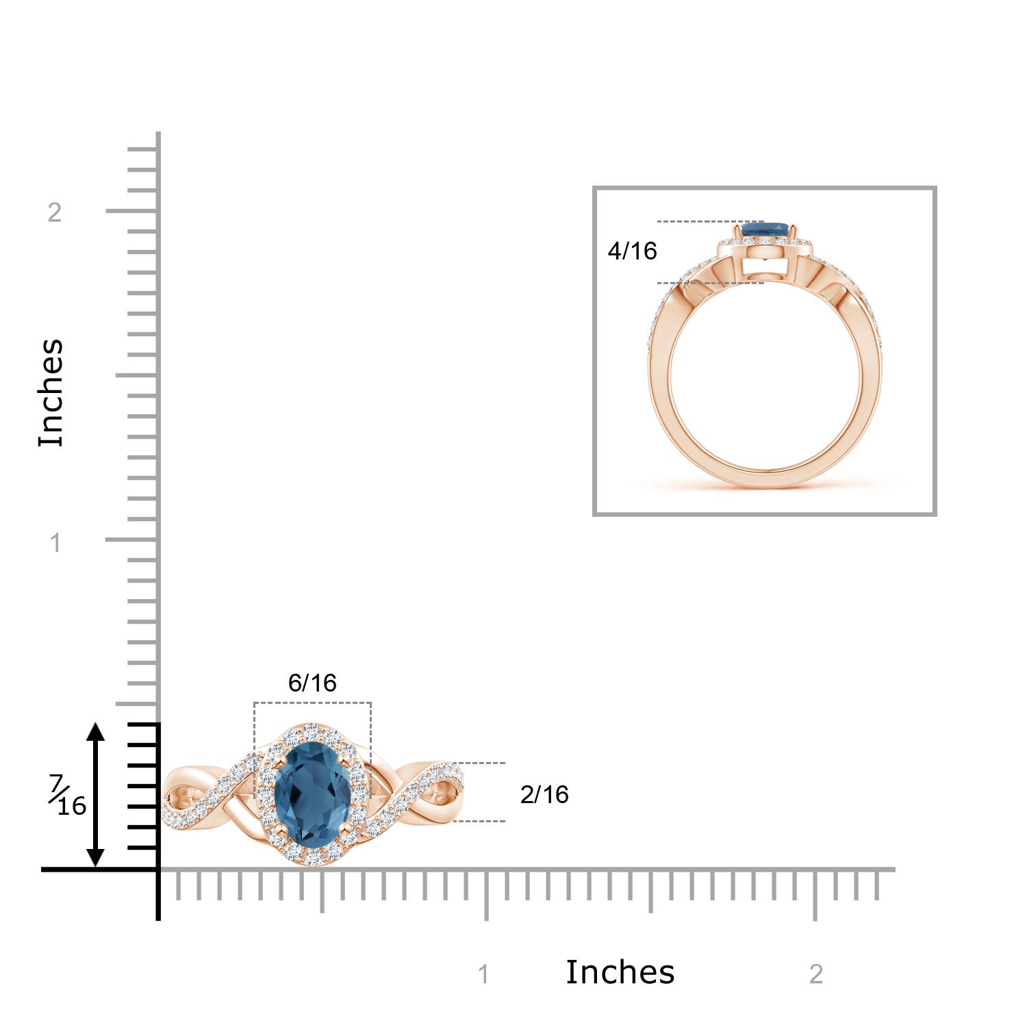 A - London Blue Topaz / 1.86 CT / 14 KT Rose Gold