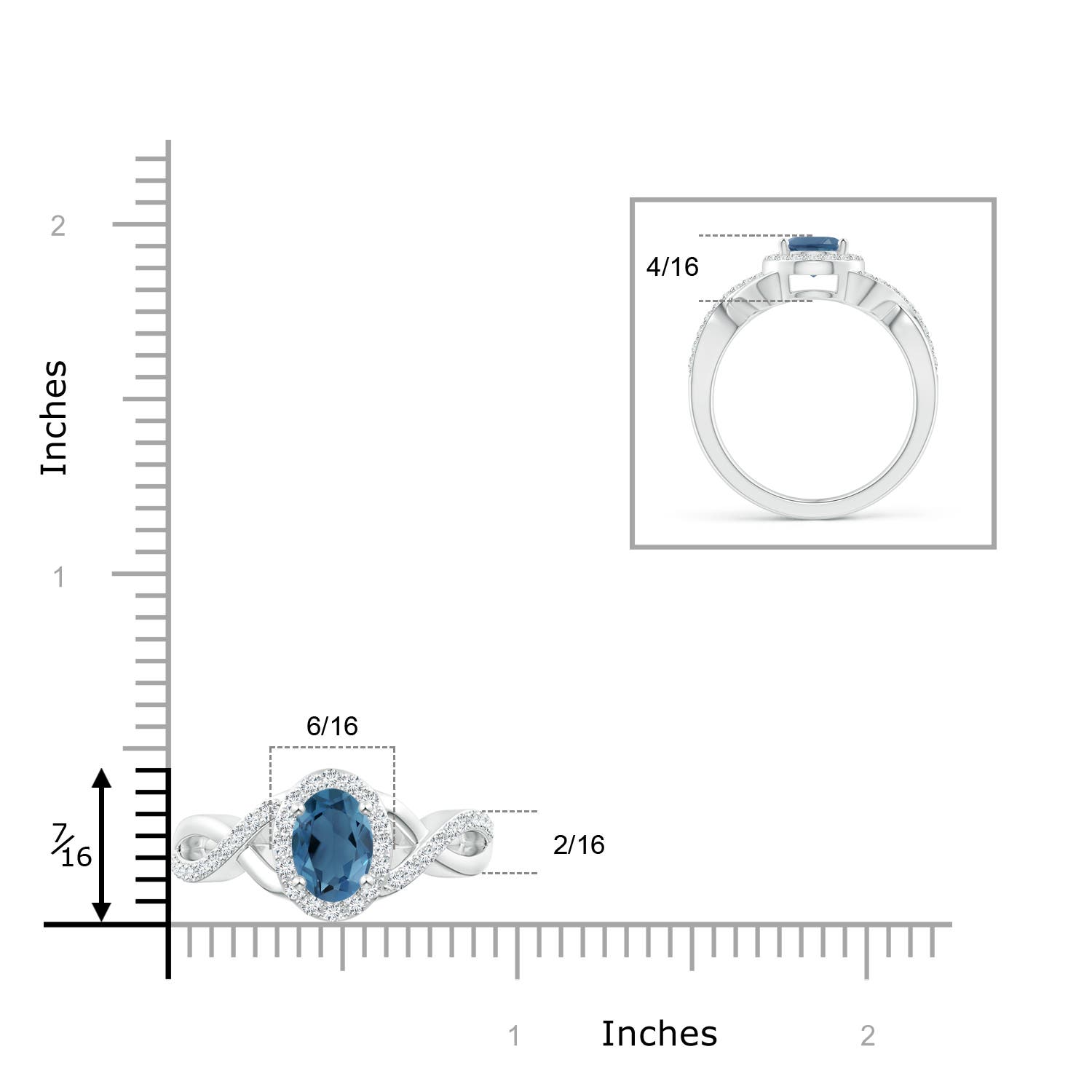 A - London Blue Topaz / 1.86 CT / 14 KT White Gold