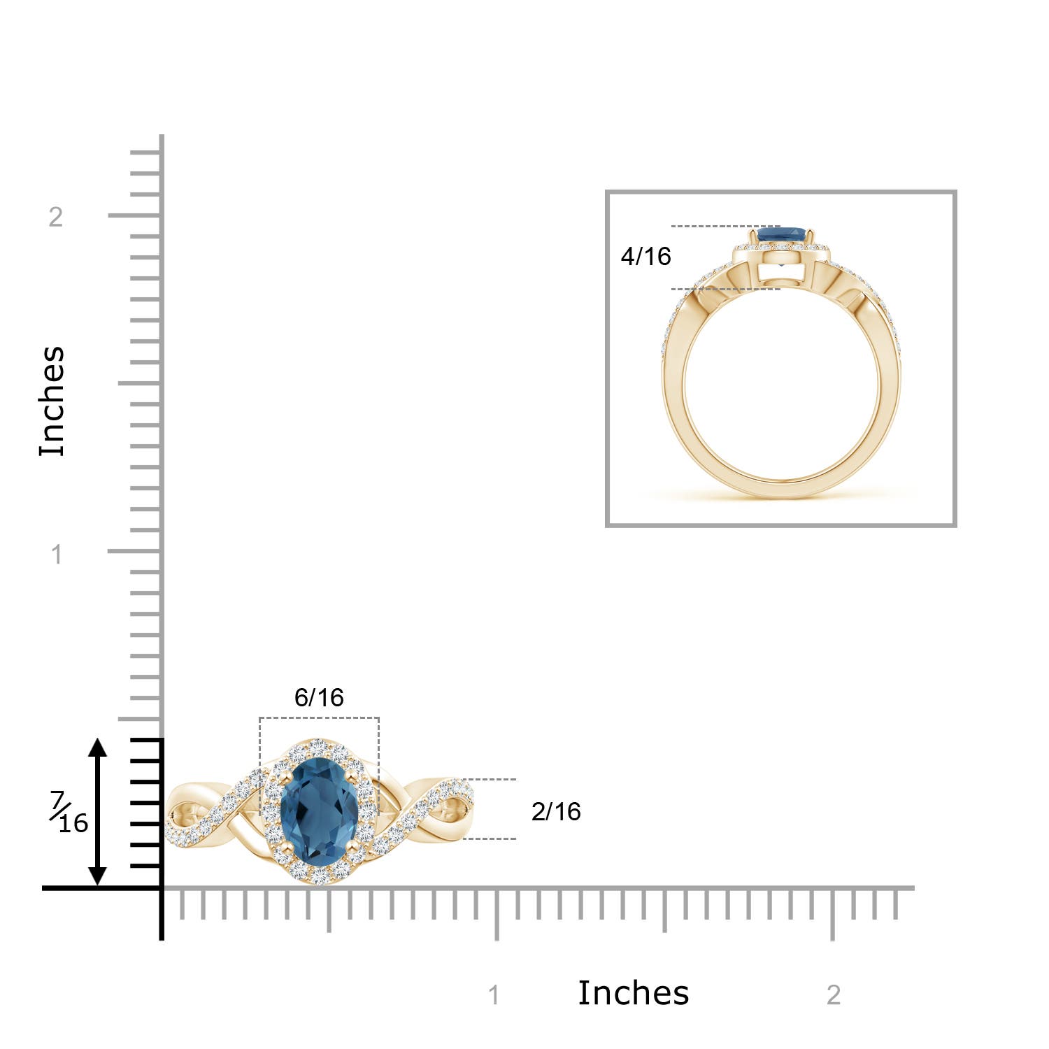 A - London Blue Topaz / 1.86 CT / 14 KT Yellow Gold