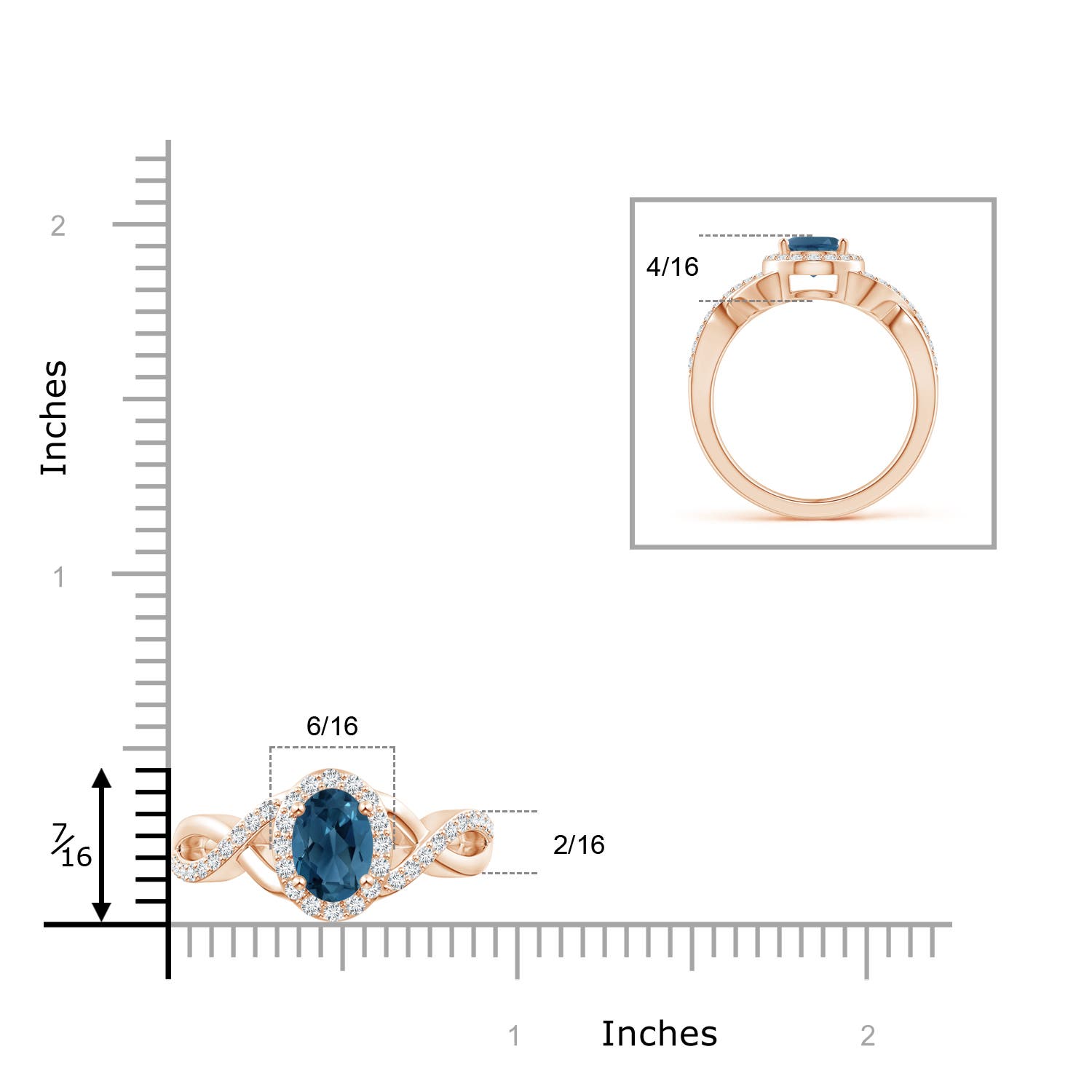 AA - London Blue Topaz / 1.86 CT / 14 KT Rose Gold