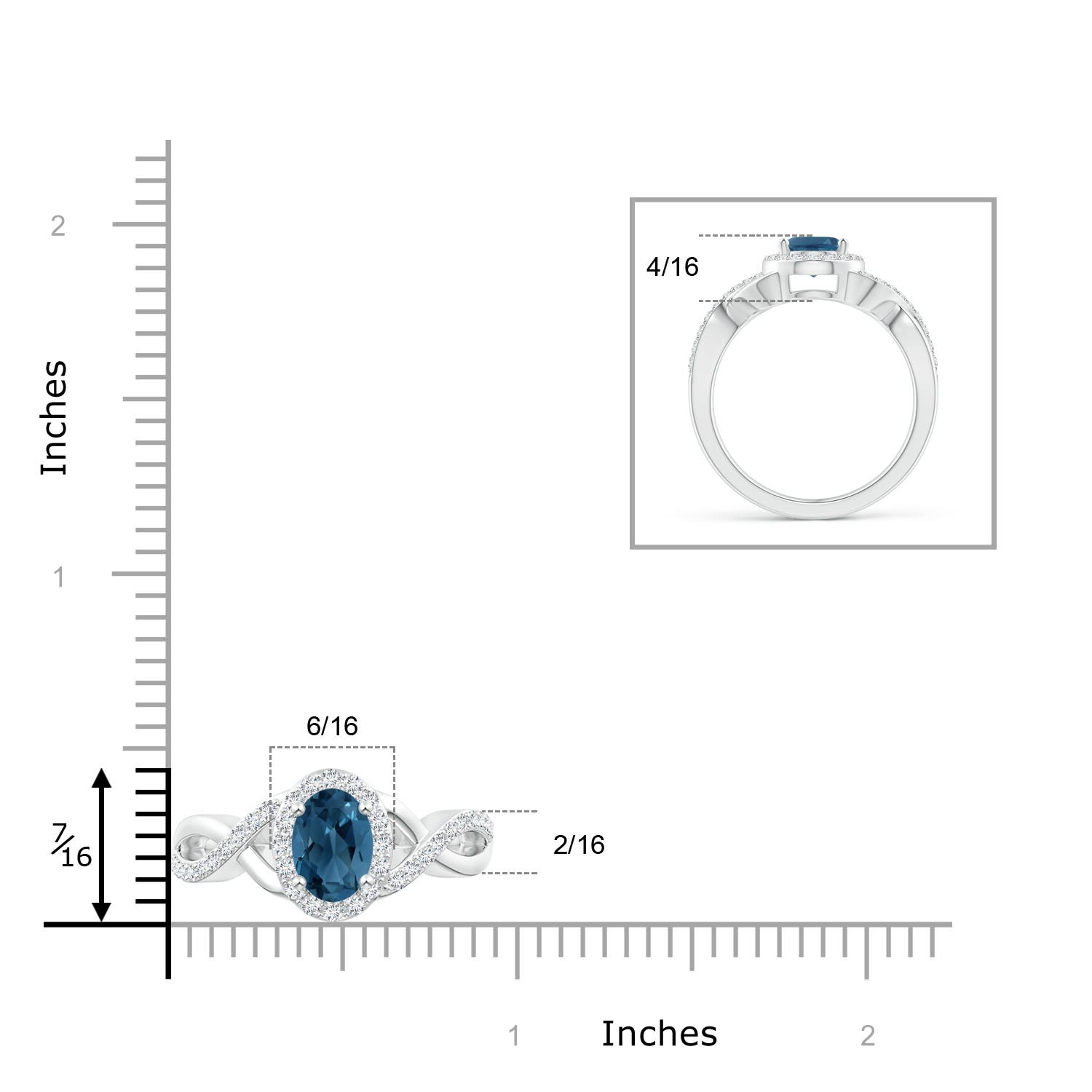 AA - London Blue Topaz / 1.86 CT / 14 KT White Gold