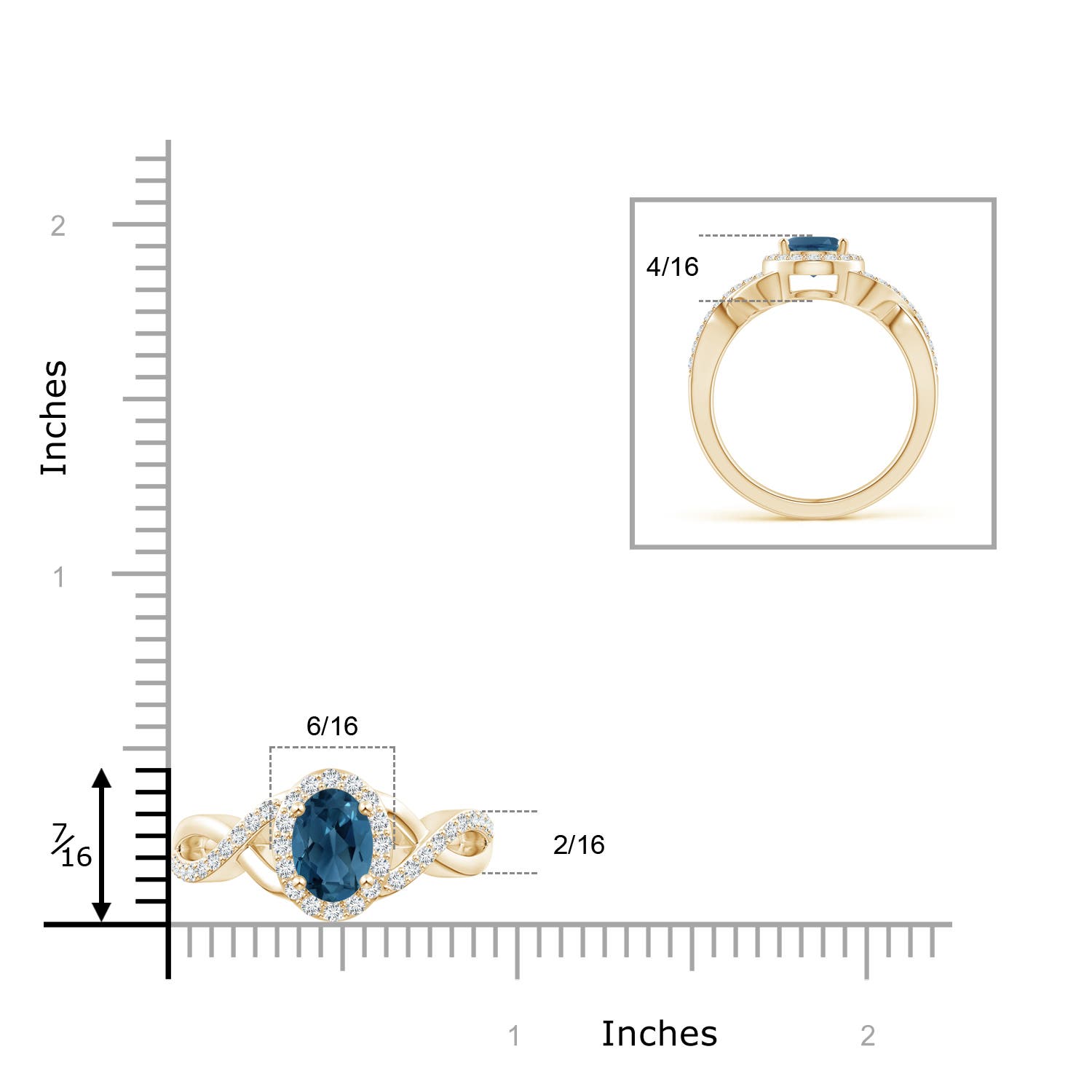 AA - London Blue Topaz / 1.86 CT / 14 KT Yellow Gold