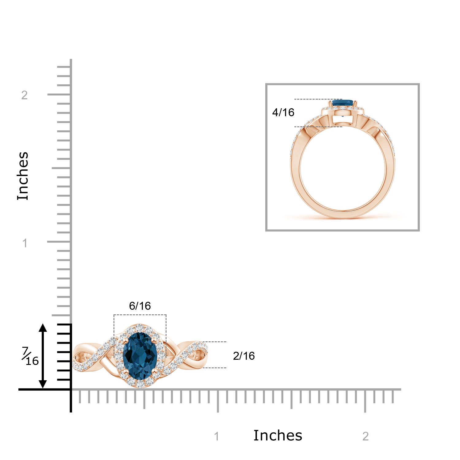 AAA - London Blue Topaz / 1.86 CT / 14 KT Rose Gold