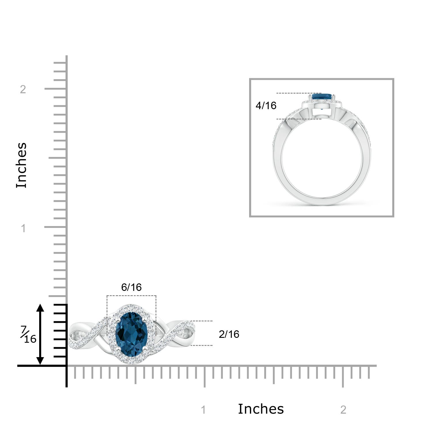 AAA - London Blue Topaz / 1.86 CT / 14 KT White Gold