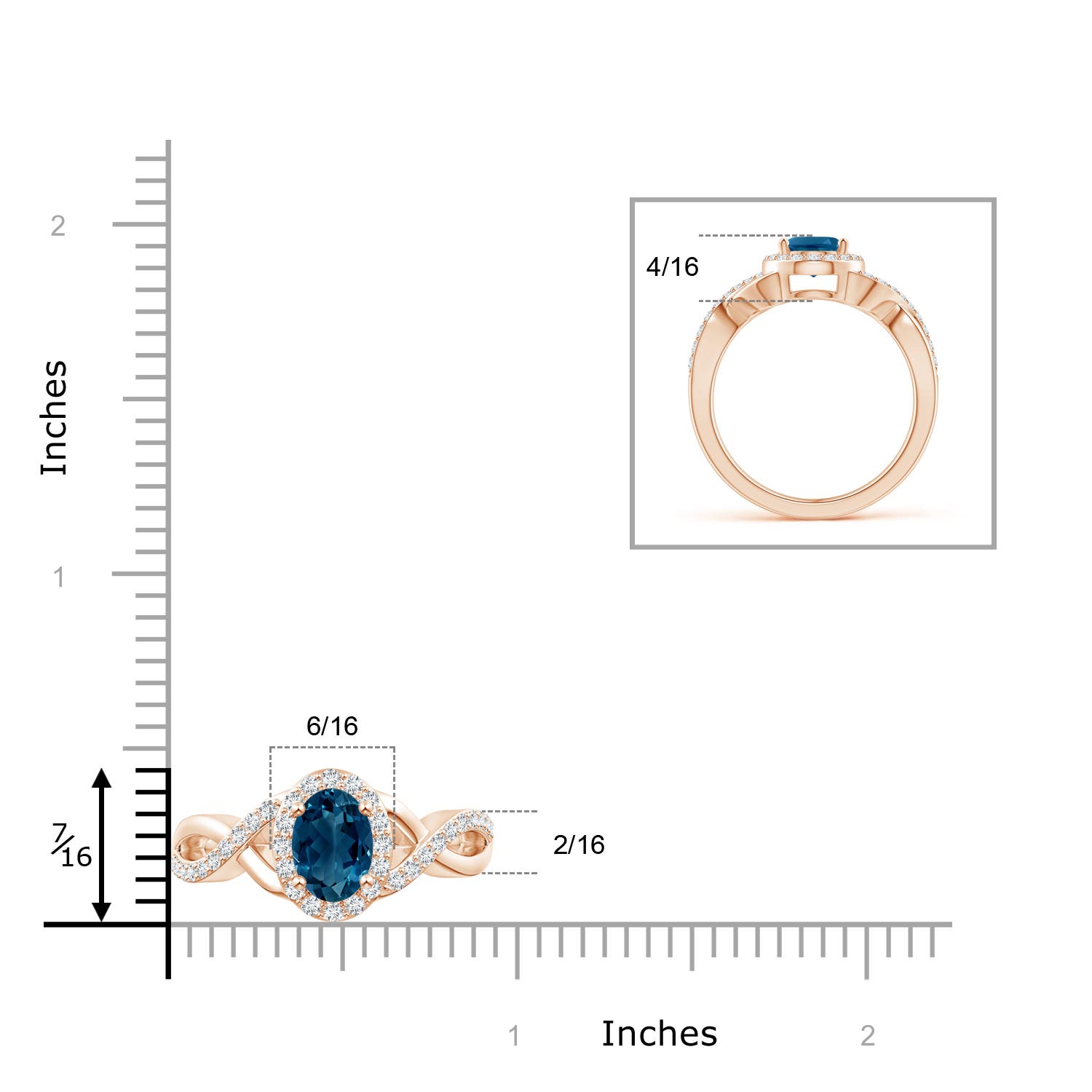 AAAA - London Blue Topaz / 1.86 CT / 14 KT Rose Gold