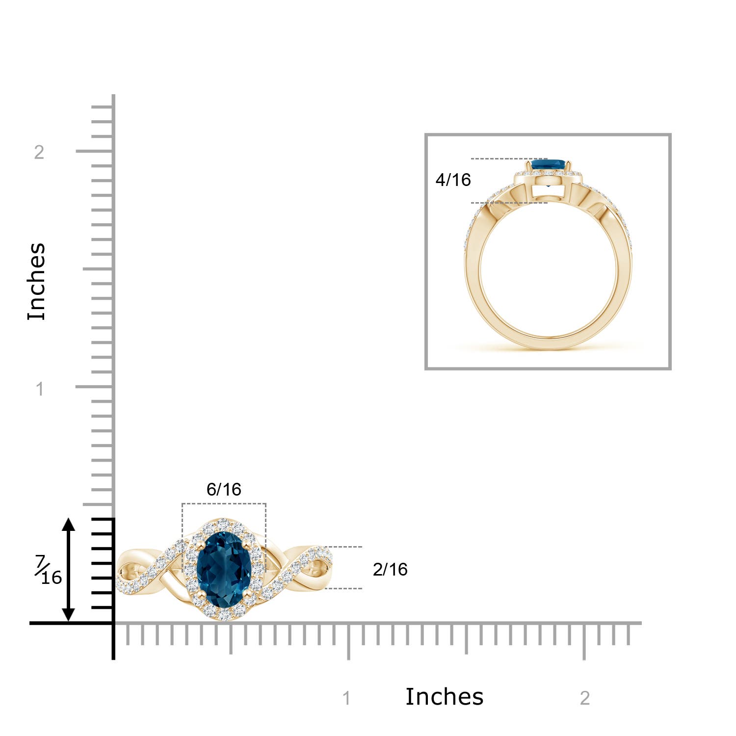 AAAA - London Blue Topaz / 1.86 CT / 14 KT Yellow Gold