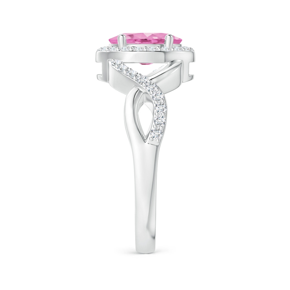 8x6mm A Oval Pink Sapphire Crossover Ring with Diamond Halo in P950 Platinum side-2