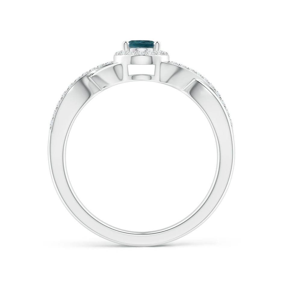 6x4mm AAA Oval Teal Montana Sapphire Crossover Ring with Diamond Halo in P950 Platinum side 199