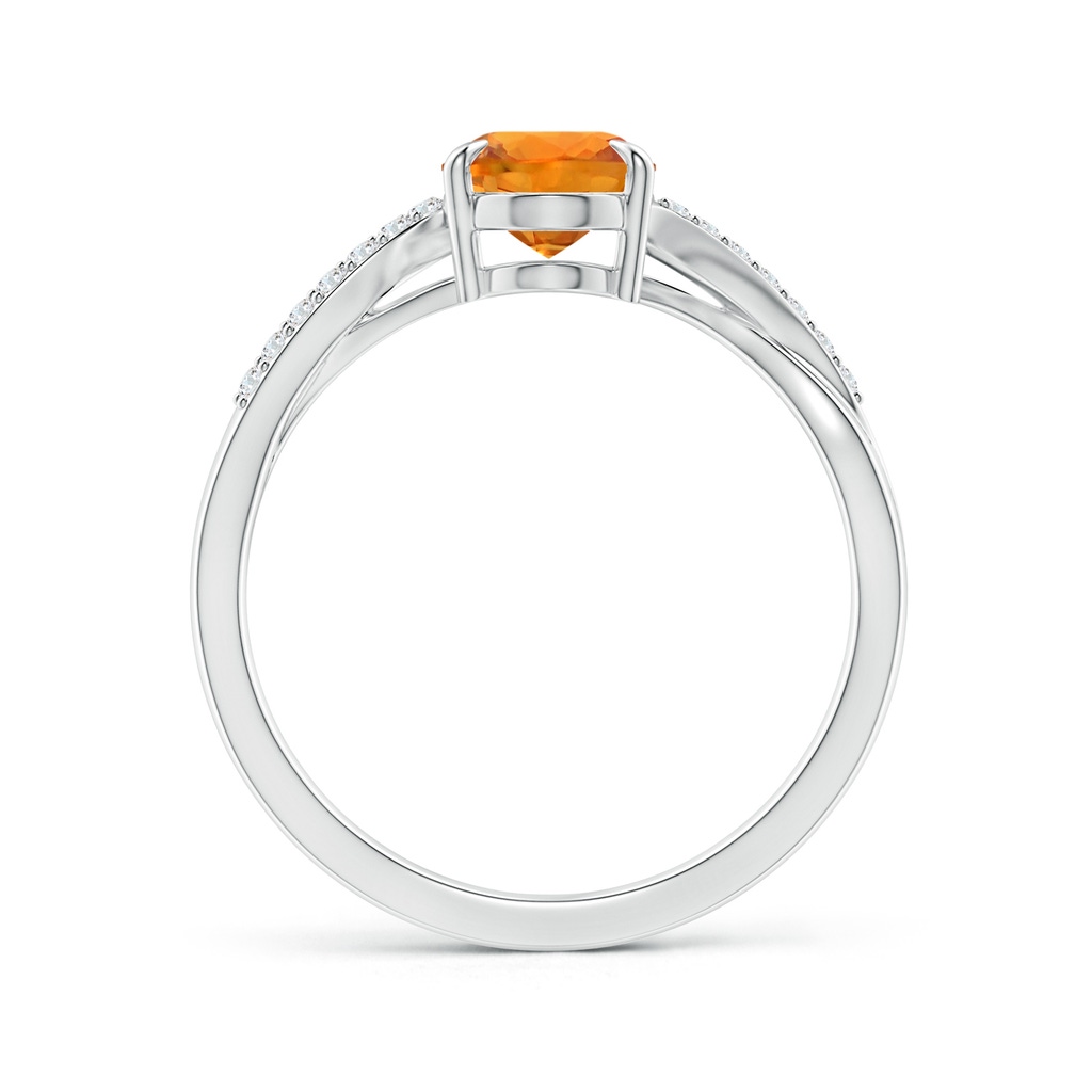 8x6mm AAA Oval Orange Sapphire Split Shank Ring with Diamond Accents in White Gold Side-1