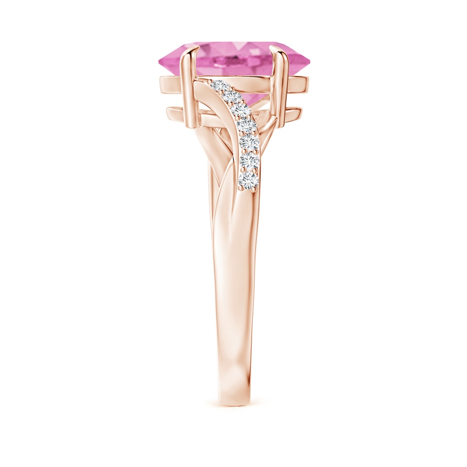 10x8mm A Oval Pink Sapphire Split Shank Ring with Diamond Accents in Rose Gold side-2