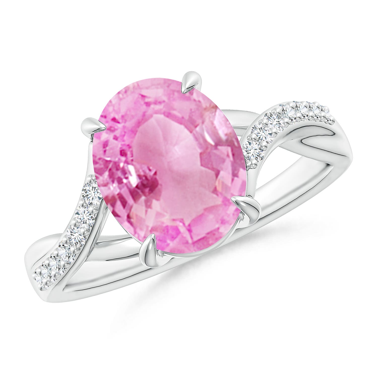 A - Pink Sapphire / 3.17 CT / 14 KT White Gold