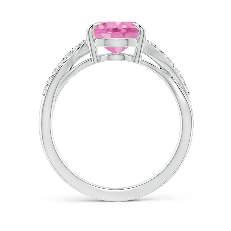 10x8mm A Oval Pink Sapphire Split Shank Ring with Diamond Accents in White Gold side-1