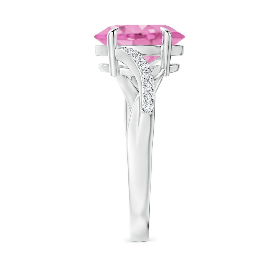 10x8mm A Oval Pink Sapphire Split Shank Ring with Diamond Accents in White Gold side-2