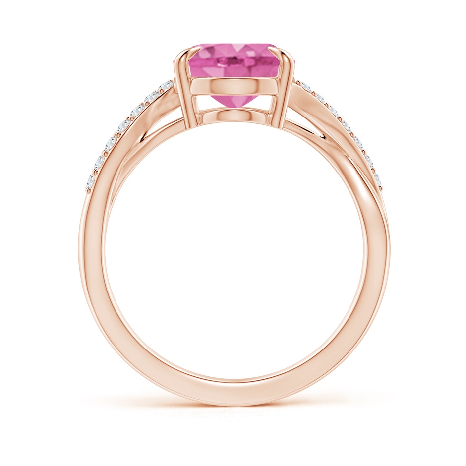 10x8mm AA Oval Pink Sapphire Split Shank Ring with Diamond Accents in Rose Gold side-1