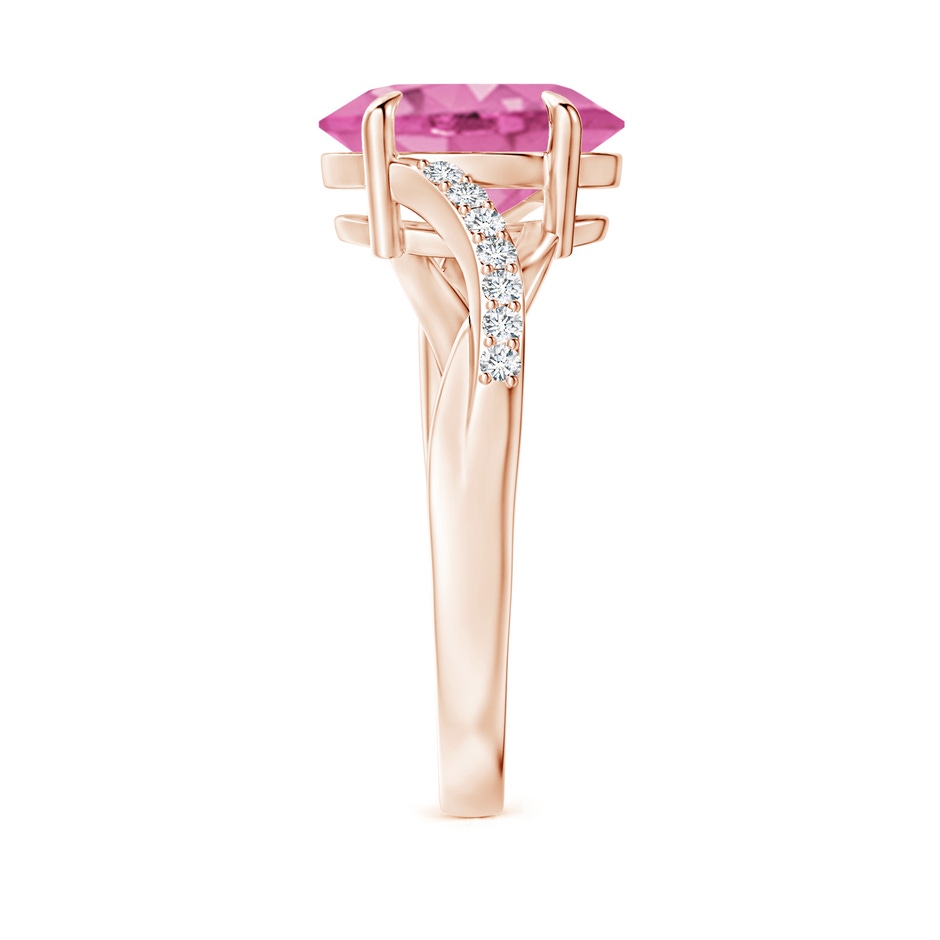 10x8mm AA Oval Pink Sapphire Split Shank Ring with Diamond Accents in Rose Gold side-2