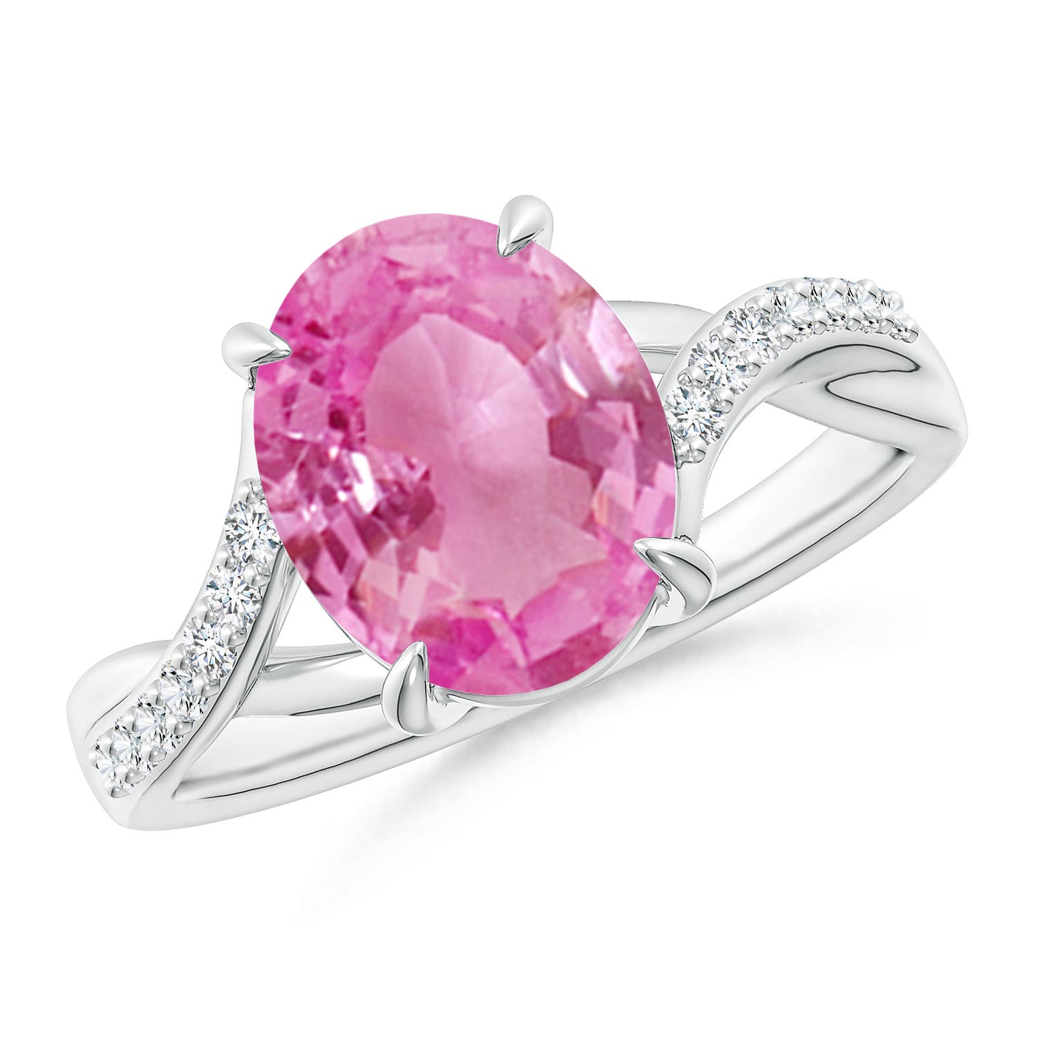 AA - Pink Sapphire / 3.17 CT / 14 KT White Gold