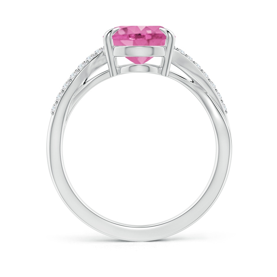 10x8mm AA Oval Pink Sapphire Split Shank Ring with Diamond Accents in White Gold side-1