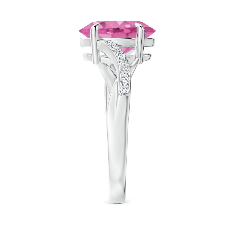 10x8mm AA Oval Pink Sapphire Split Shank Ring with Diamond Accents in White Gold side-2