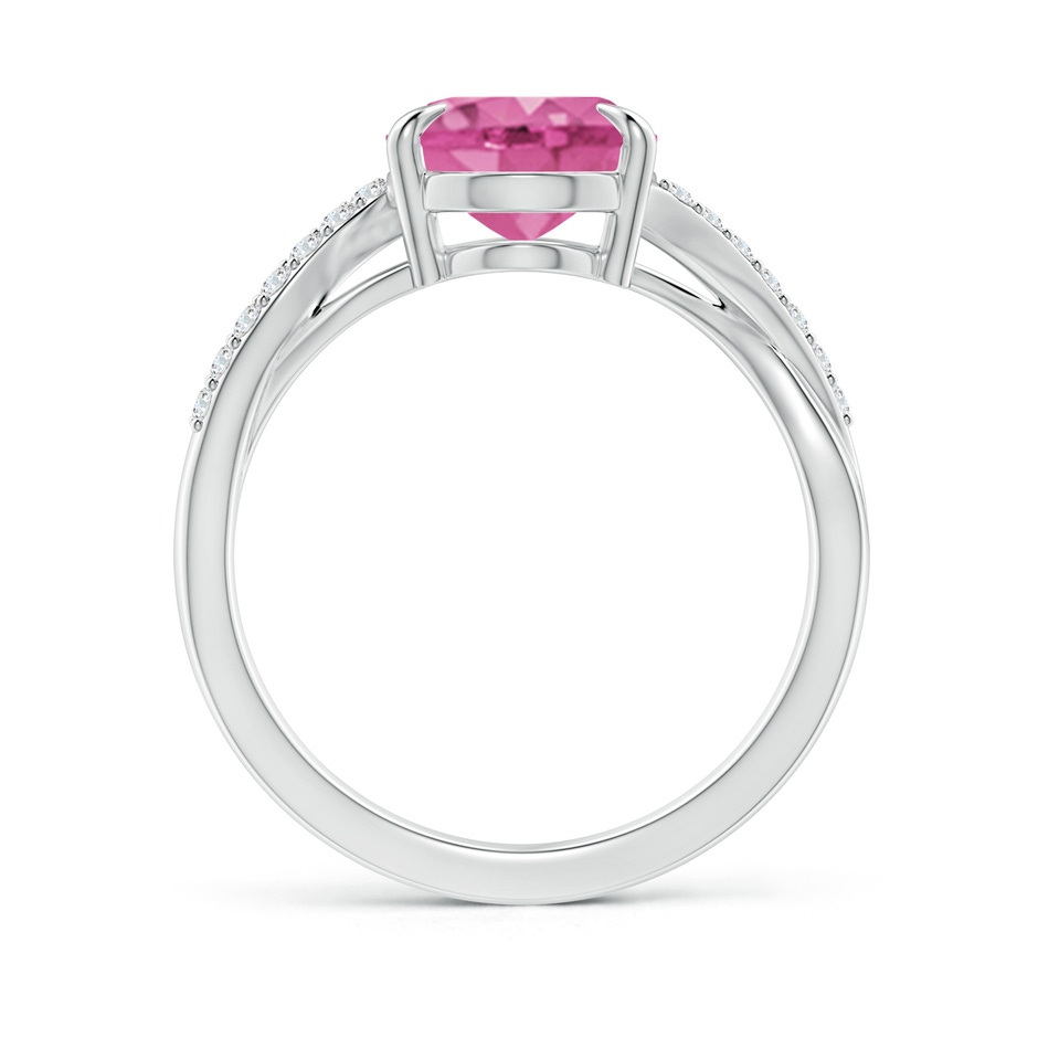 10x8mm AAA Oval Pink Sapphire Split Shank Ring with Diamond Accents in P950 Platinum side-1