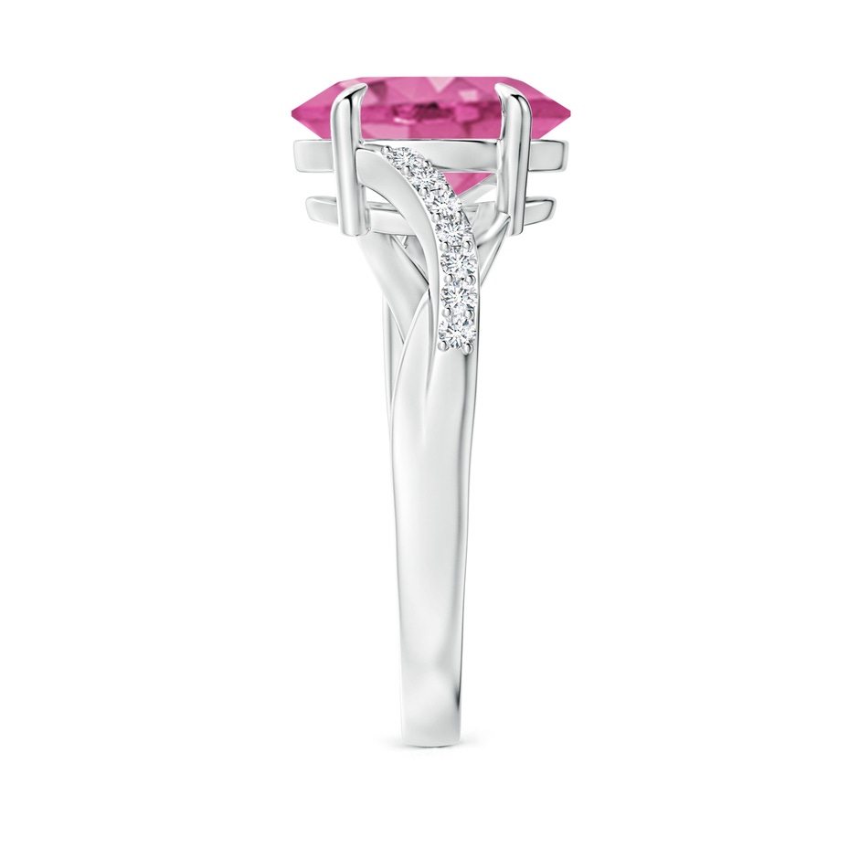 10x8mm AAA Oval Pink Sapphire Split Shank Ring with Diamond Accents in P950 Platinum side-2