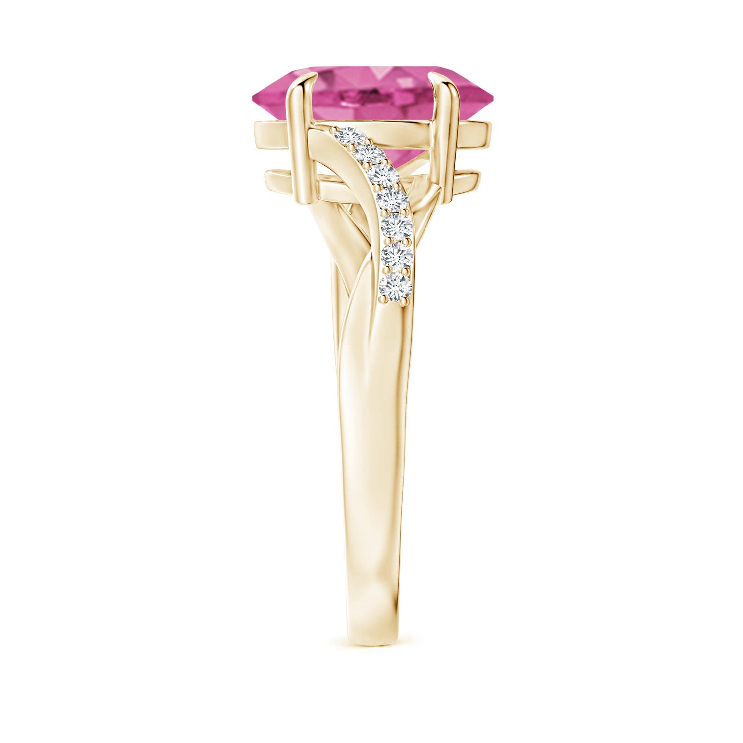 AAA - Pink Sapphire / 3.17 CT / 14 KT Yellow Gold