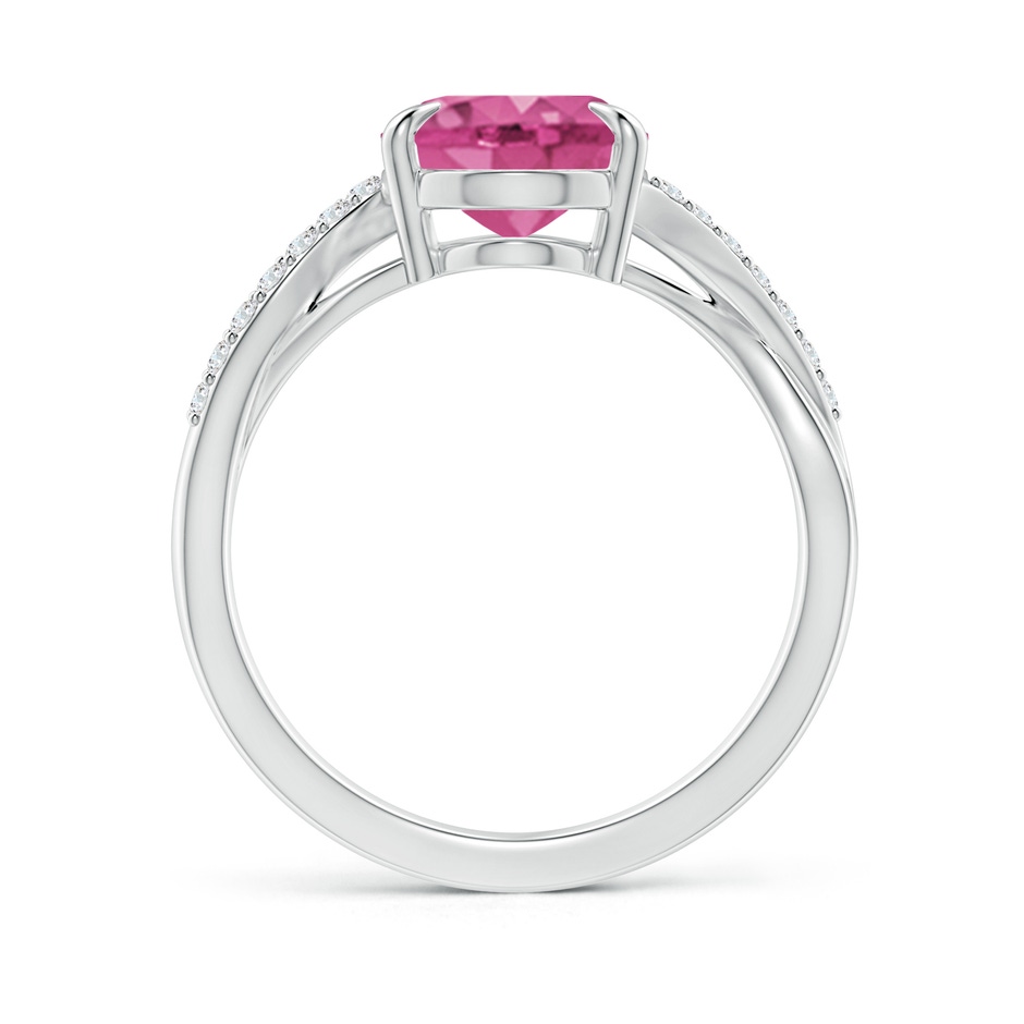 10x8mm AAAA Oval Pink Sapphire Split Shank Ring with Diamond Accents in White Gold side-1