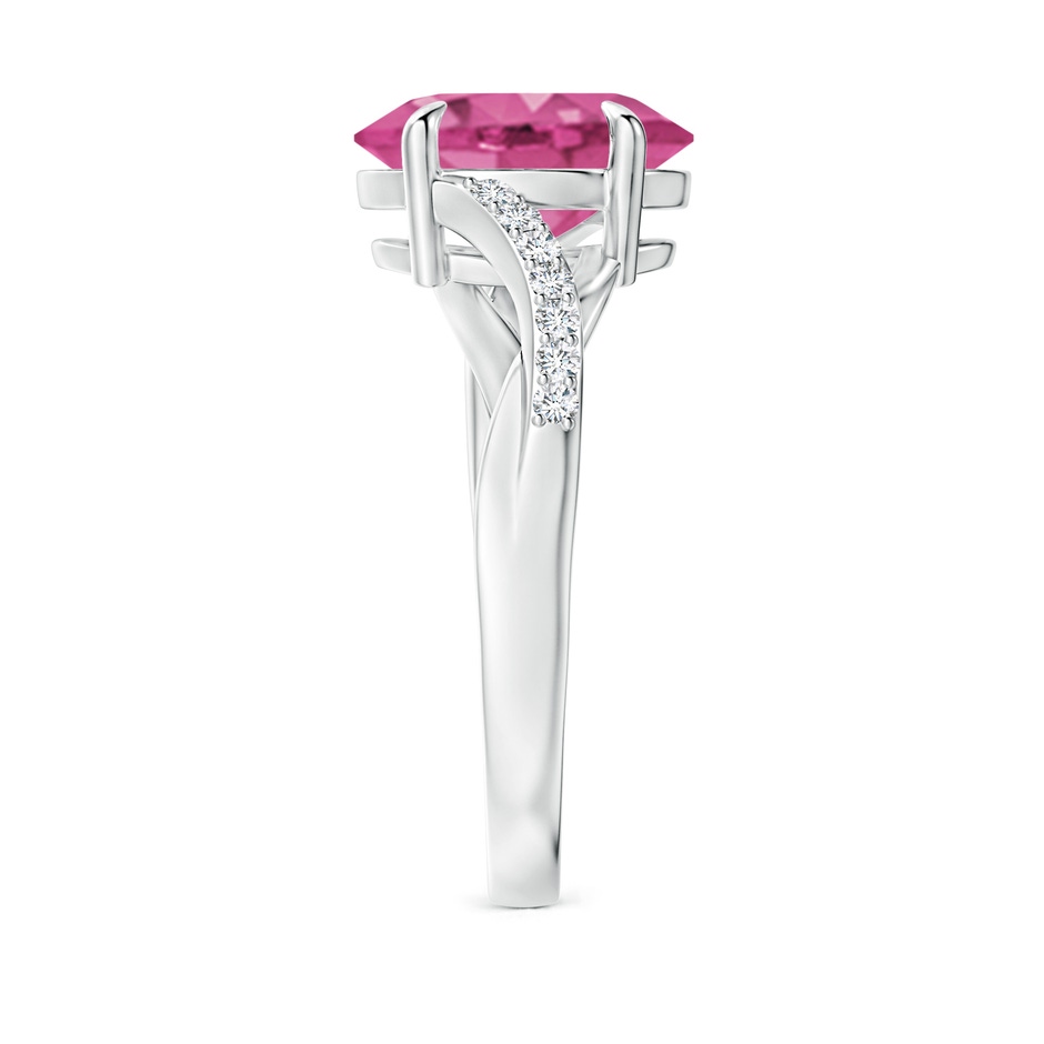 10x8mm AAAA Oval Pink Sapphire Split Shank Ring with Diamond Accents in White Gold side-2
