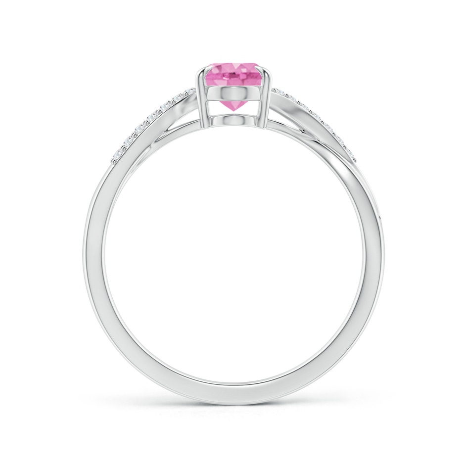 7x5mm A Oval Pink Sapphire Split Shank Ring with Diamond Accents in P950 Platinum side-1