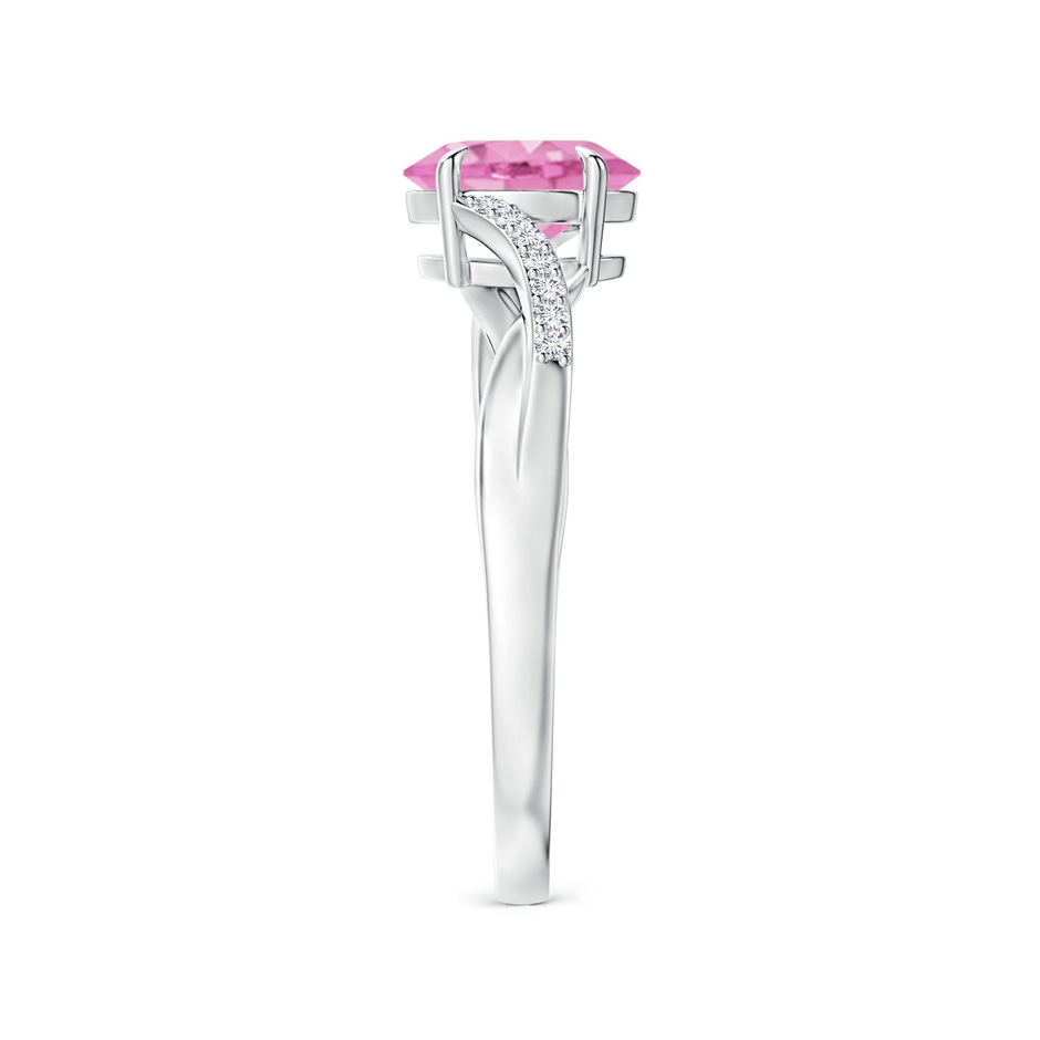 7x5mm A Oval Pink Sapphire Split Shank Ring with Diamond Accents in P950 Platinum side-2