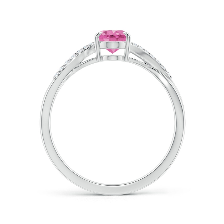 7x5mm AA Oval Pink Sapphire Split Shank Ring with Diamond Accents in P950 Platinum side-1