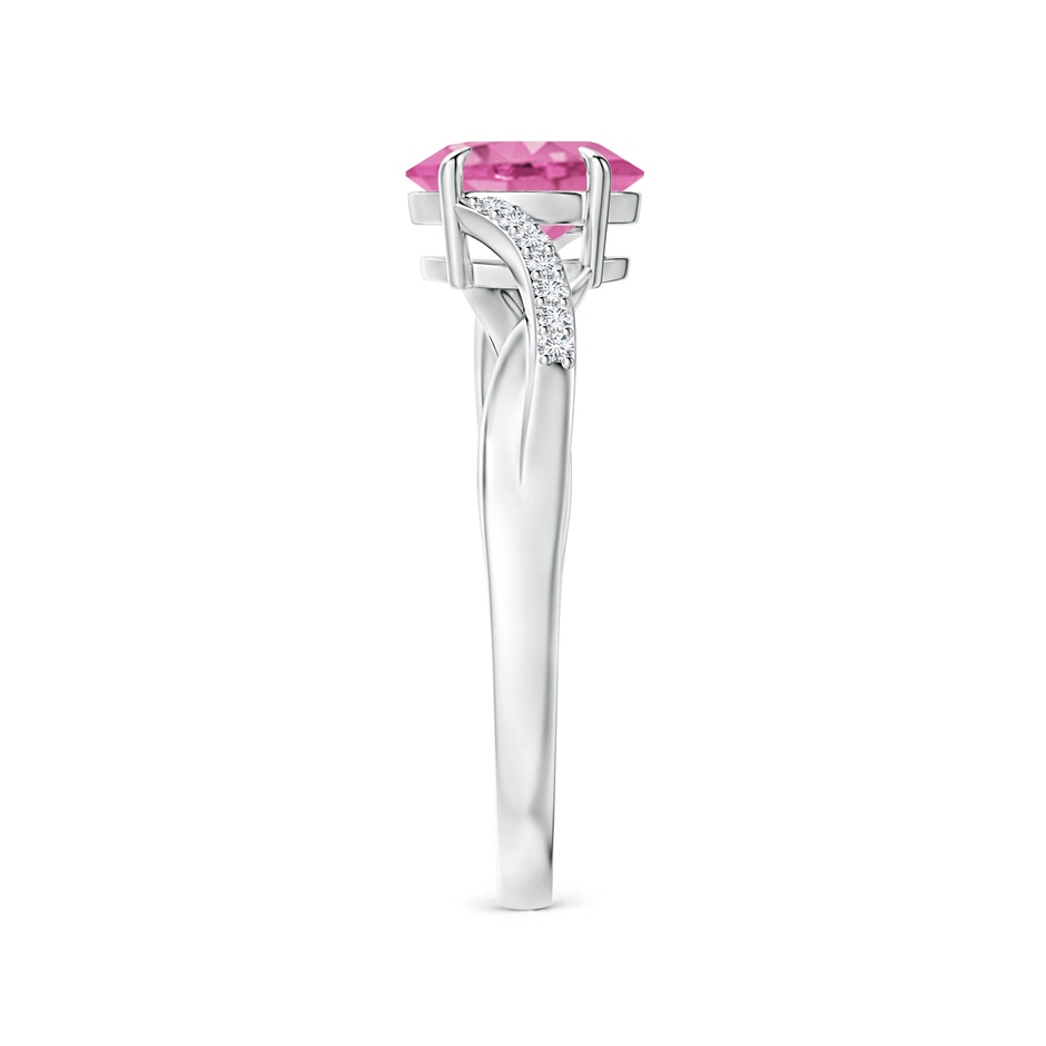 7x5mm AA Oval Pink Sapphire Split Shank Ring with Diamond Accents in P950 Platinum side-2
