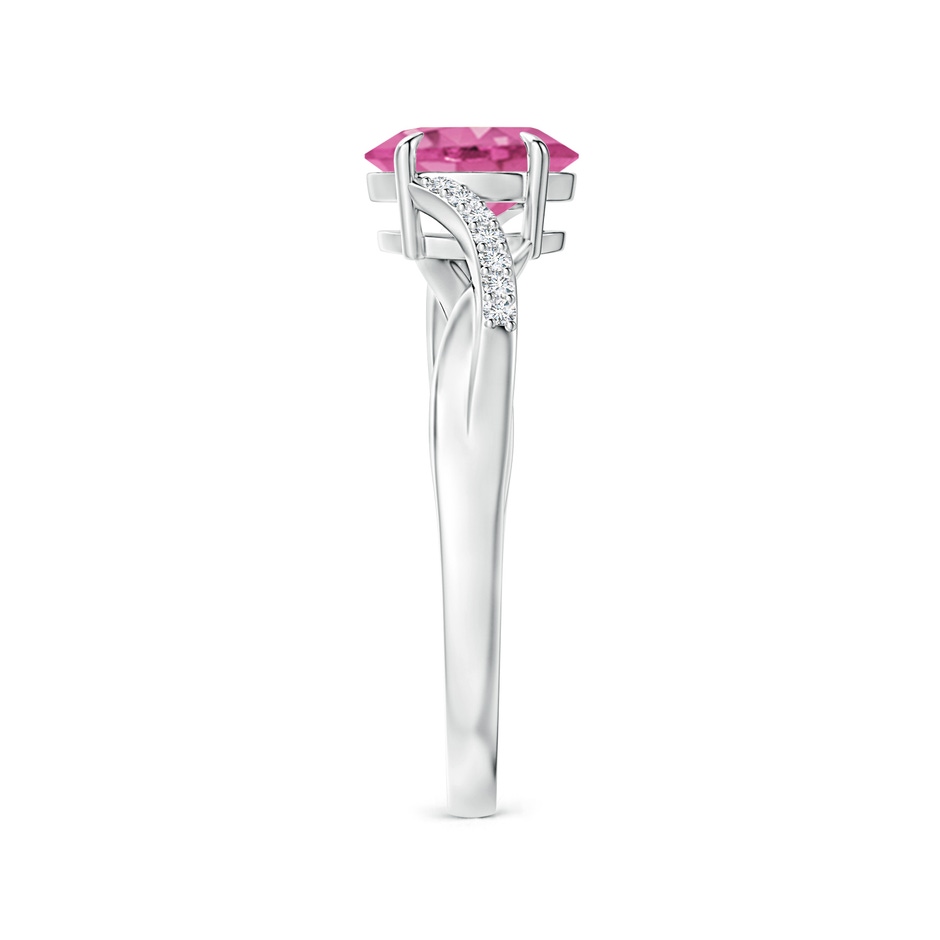 7x5mm AAA Oval Pink Sapphire Split Shank Ring with Diamond Accents in White Gold side-2