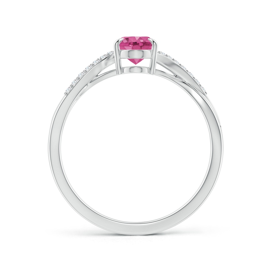 7x5mm AAAA Oval Pink Sapphire Split Shank Ring with Diamond Accents in P950 Platinum side-1