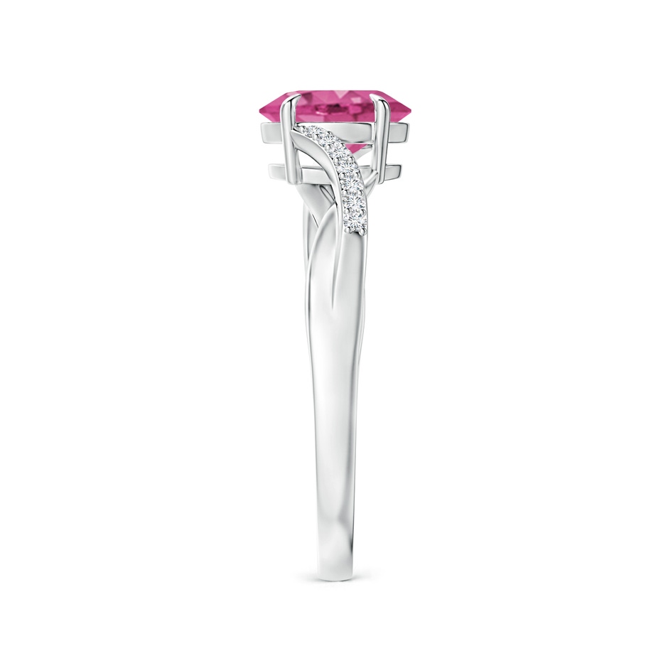 7x5mm AAAA Oval Pink Sapphire Split Shank Ring with Diamond Accents in P950 Platinum side-2
