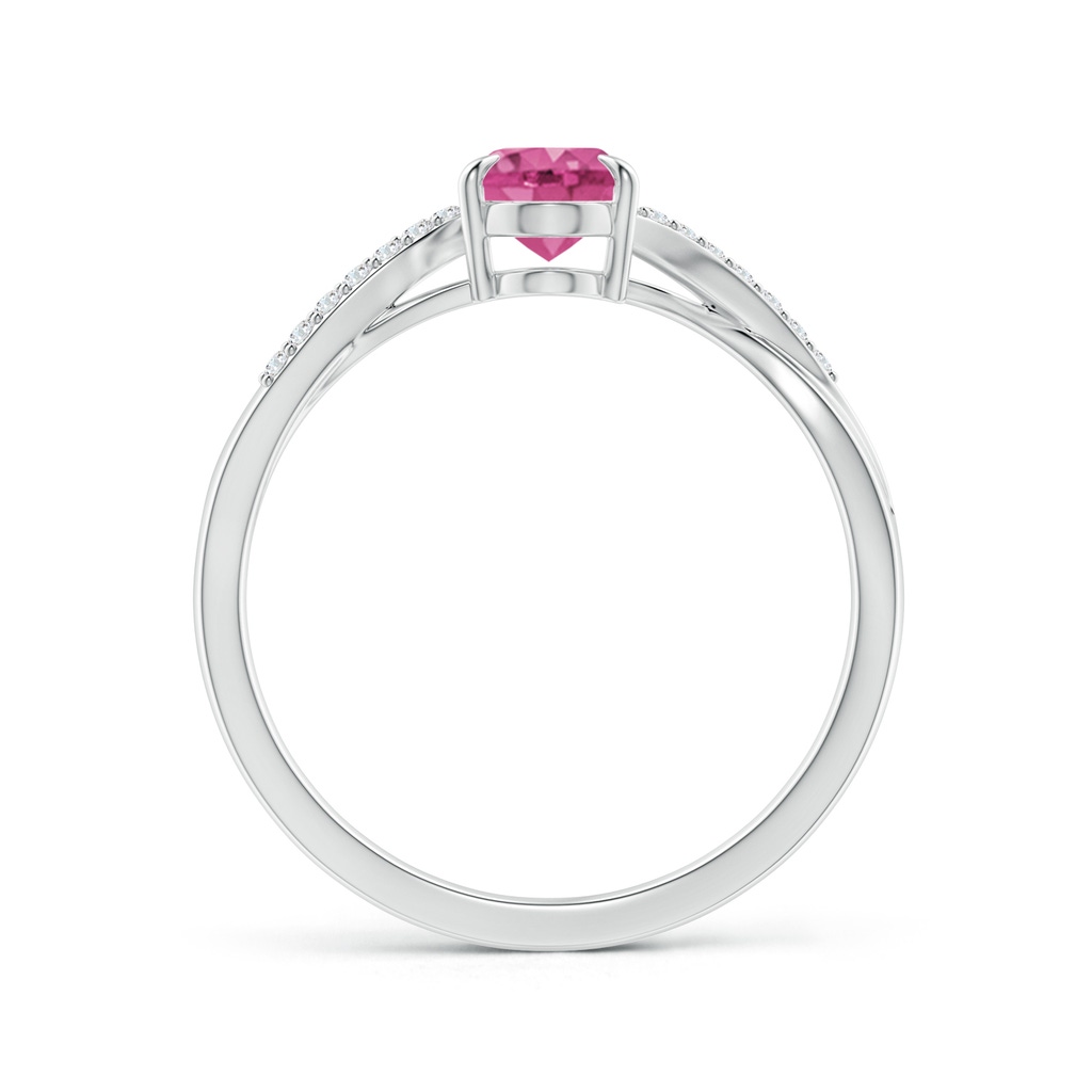 7x5mm AAAA Oval Pink Sapphire Split Shank Ring with Diamond Accents in White Gold - side_1