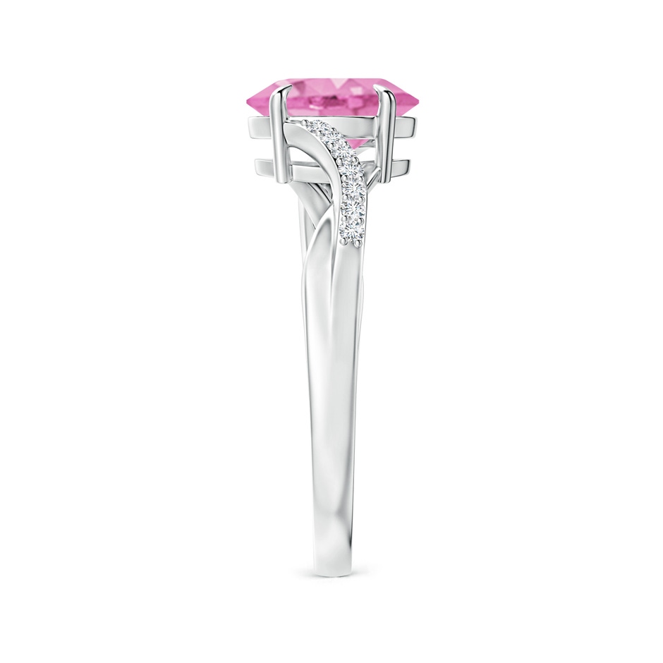 8x6mm A Oval Pink Sapphire Split Shank Ring with Diamond Accents in White Gold side-2