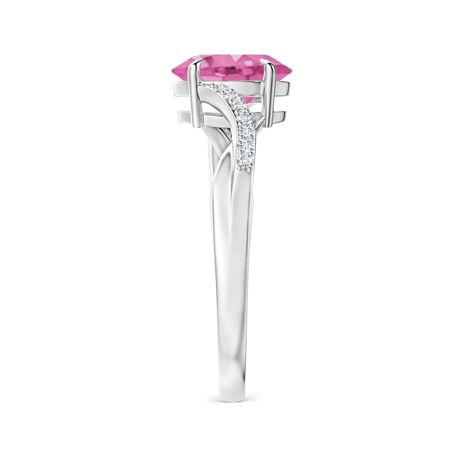 8x6mm AA Oval Pink Sapphire Split Shank Ring with Diamond Accents in White Gold side-2