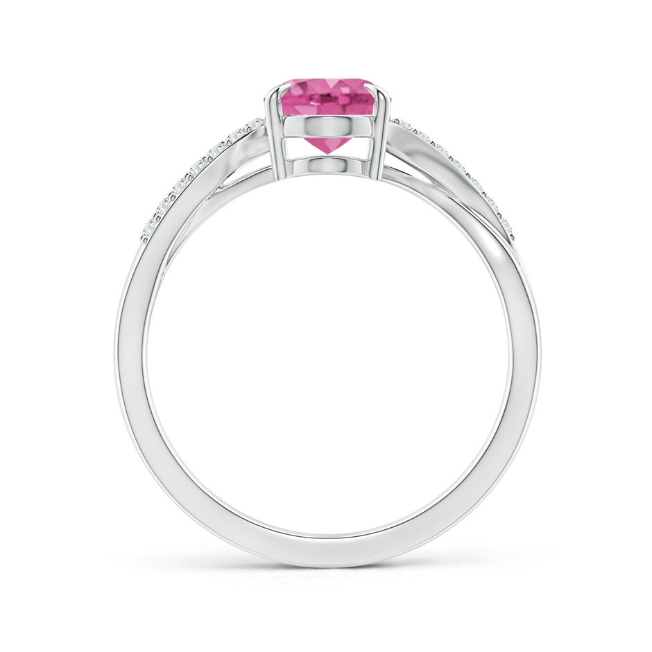 8x6mm AAA Oval Pink Sapphire Split Shank Ring with Diamond Accents in P950 Platinum side-1