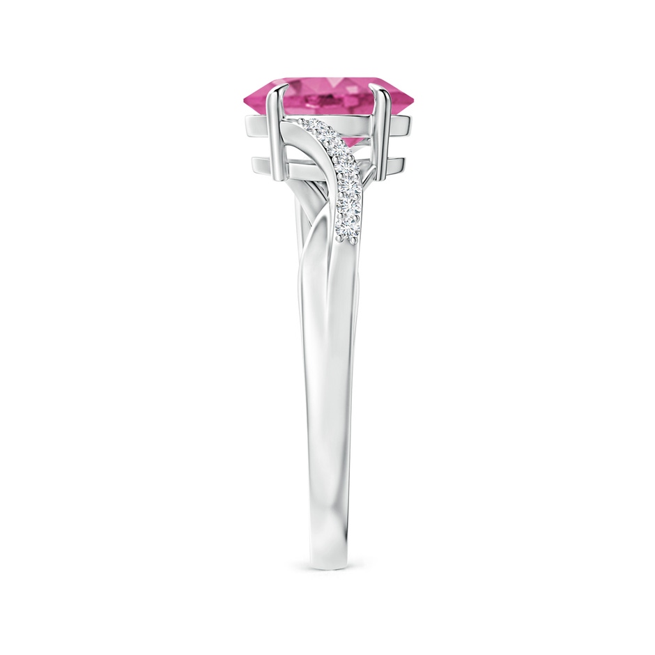8x6mm AAA Oval Pink Sapphire Split Shank Ring with Diamond Accents in P950 Platinum side-2