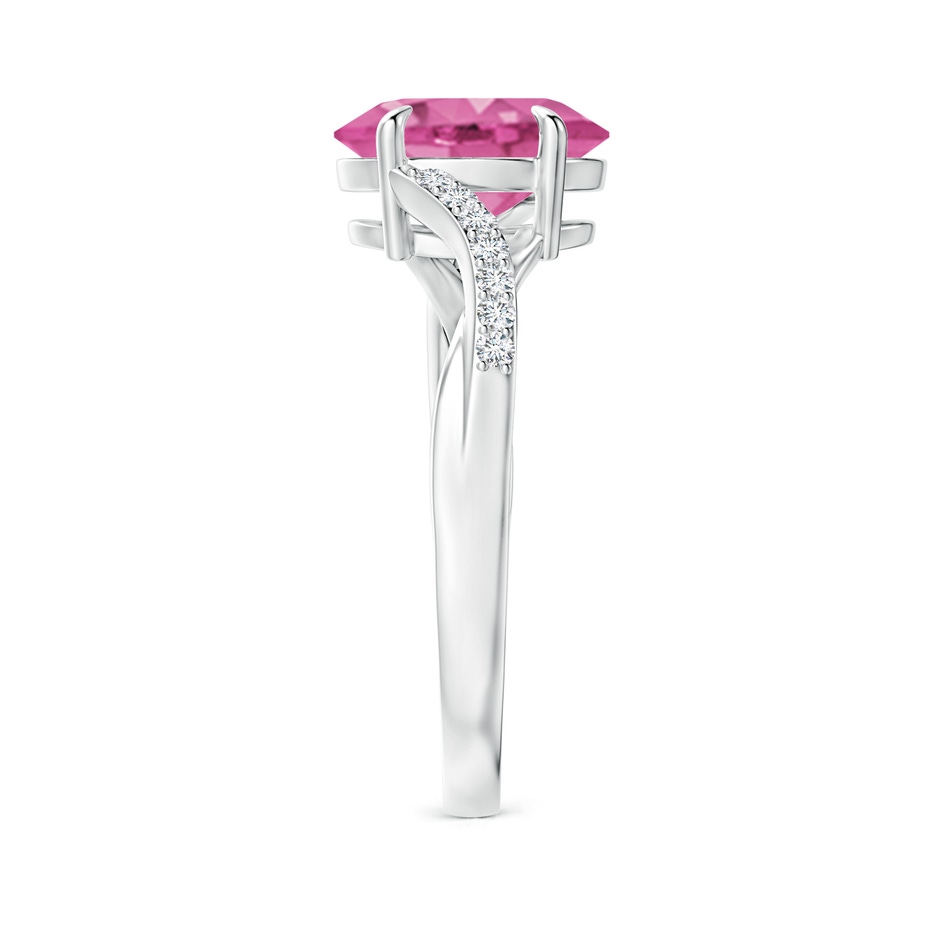 9x7mm AAA Oval Pink Sapphire Split Shank Ring with Diamond Accents in P950 Platinum side-2