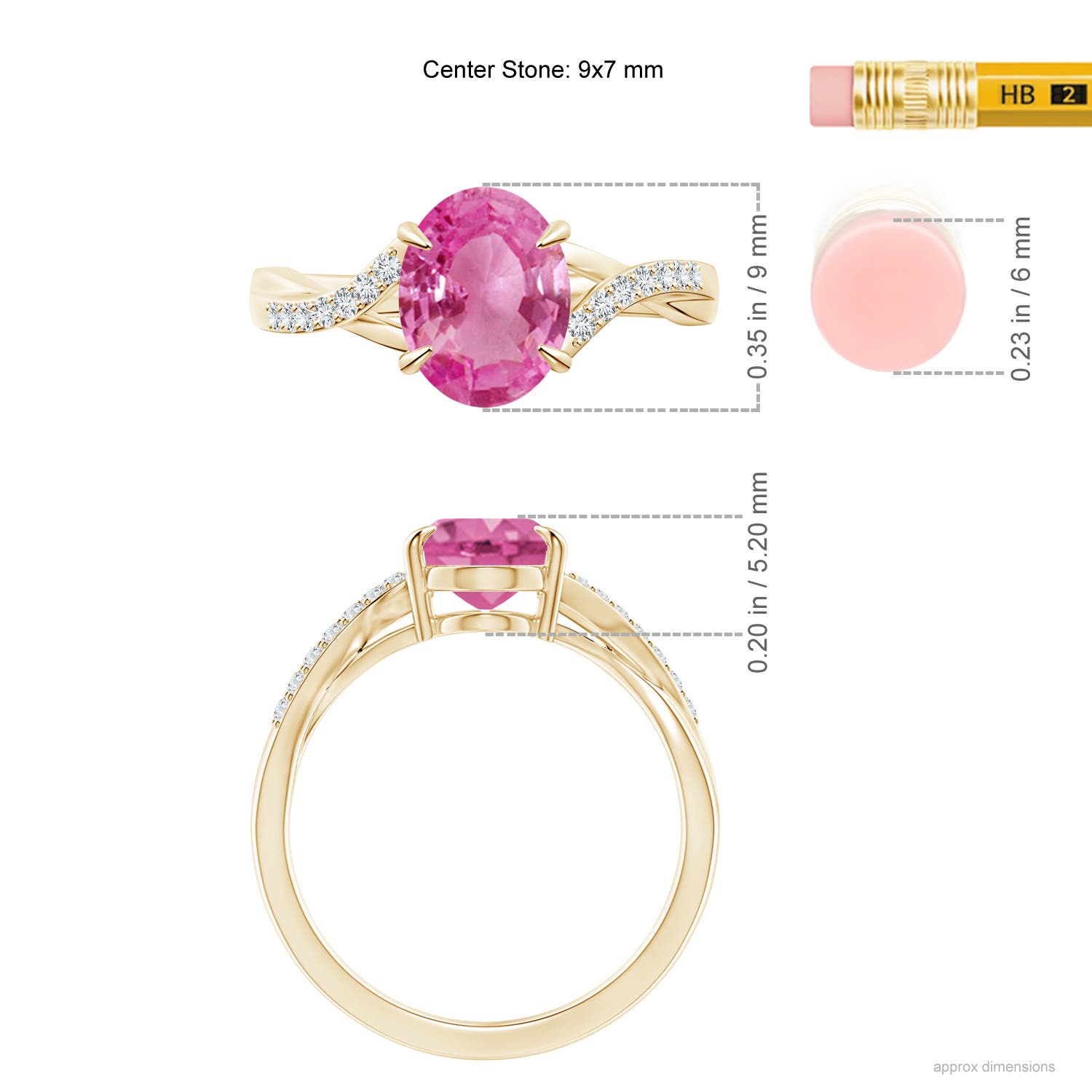 AAA - Pink Sapphire / 2.04 CT / 14 KT Yellow Gold