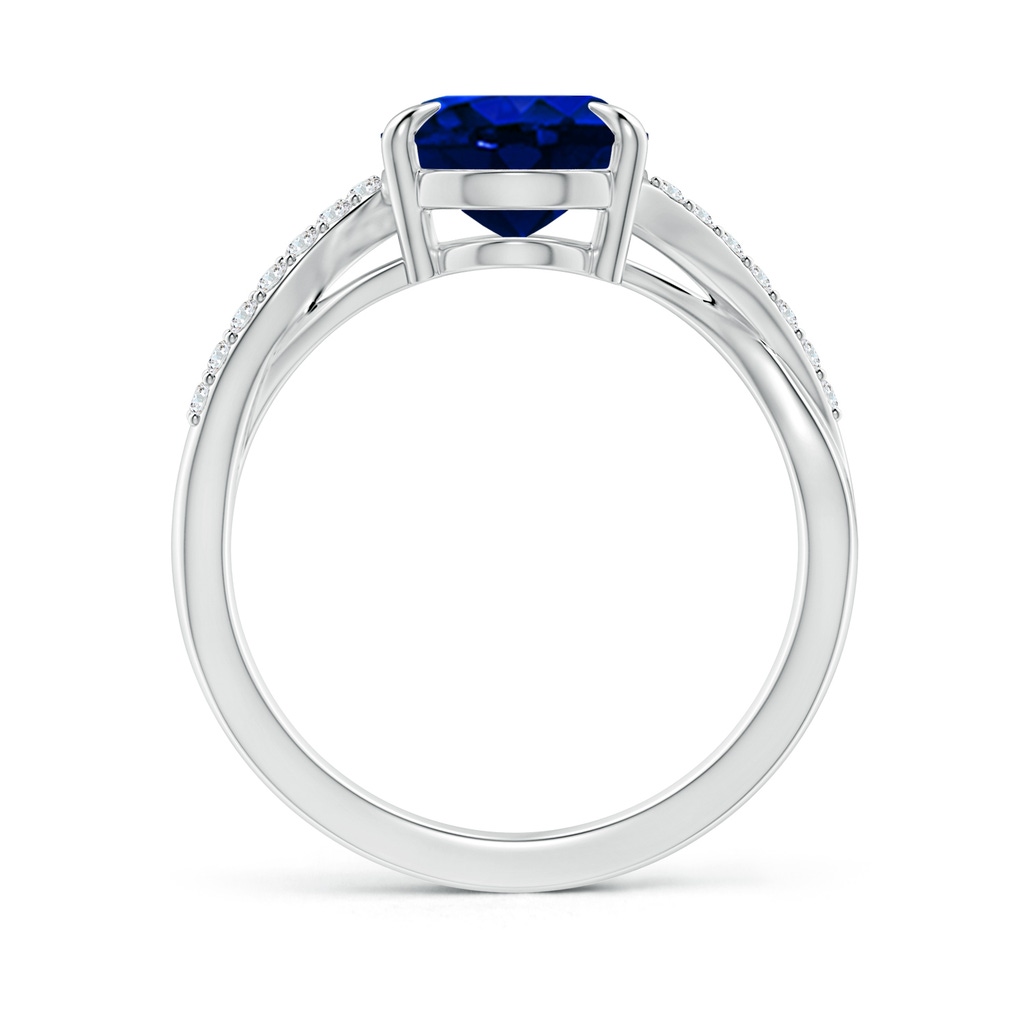 10x8mm Lab-Grown Oval Blue Sapphire Split Shank Ring with Diamond Accents in P950 Platinum - side_1