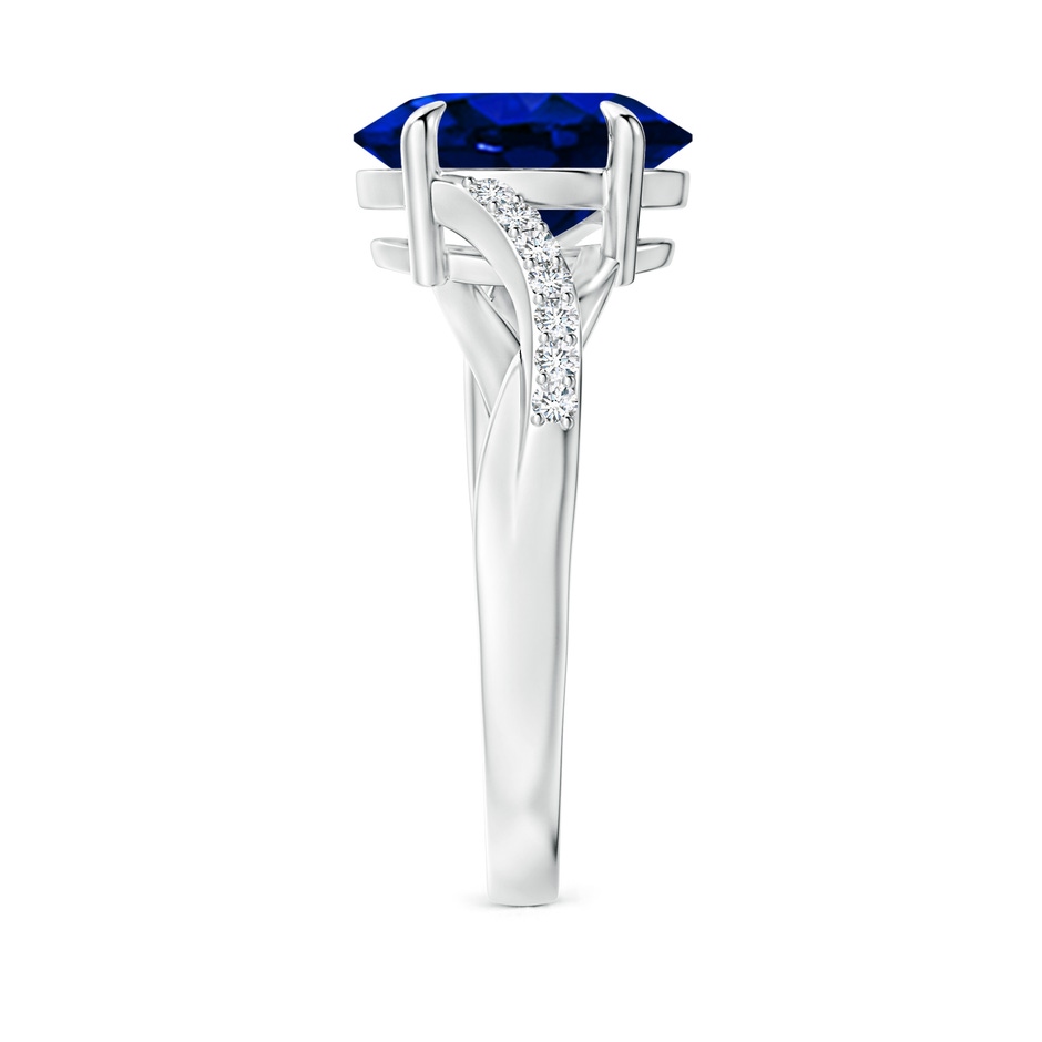 10x8mm Lab-Grown Oval Blue Sapphire Split Shank Ring with Diamond Accents in White Gold side-2
