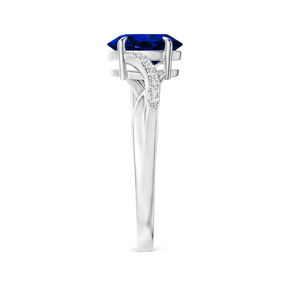 8x6mm AAAA Oval Blue Sapphire Split Shank Ring with Diamond Accents in P950 Platinum side-2