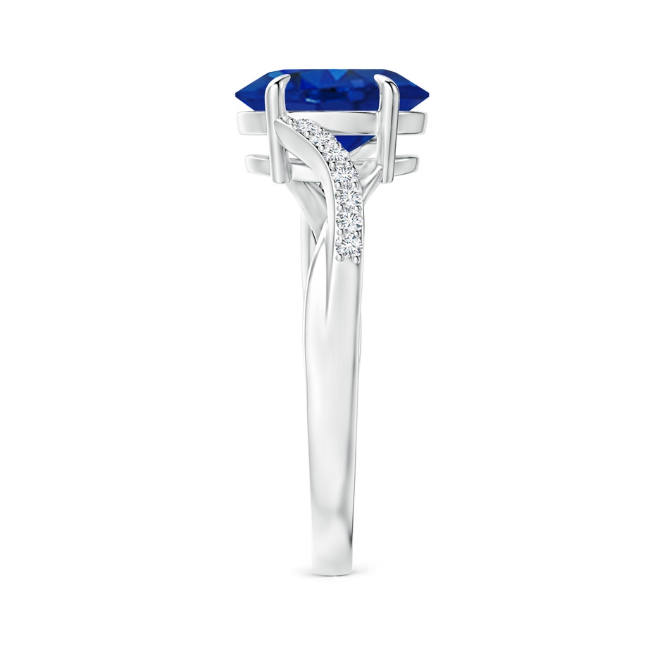 9x7mm AAA Oval Blue Sapphire Split Shank Ring with Diamond Accents in P950 Platinum side-2