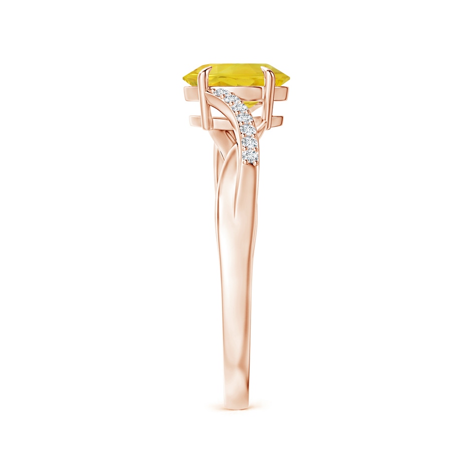 7x5mm AA Oval Yellow Sapphire Split Shank Ring with Diamond Accents in Rose Gold side 299