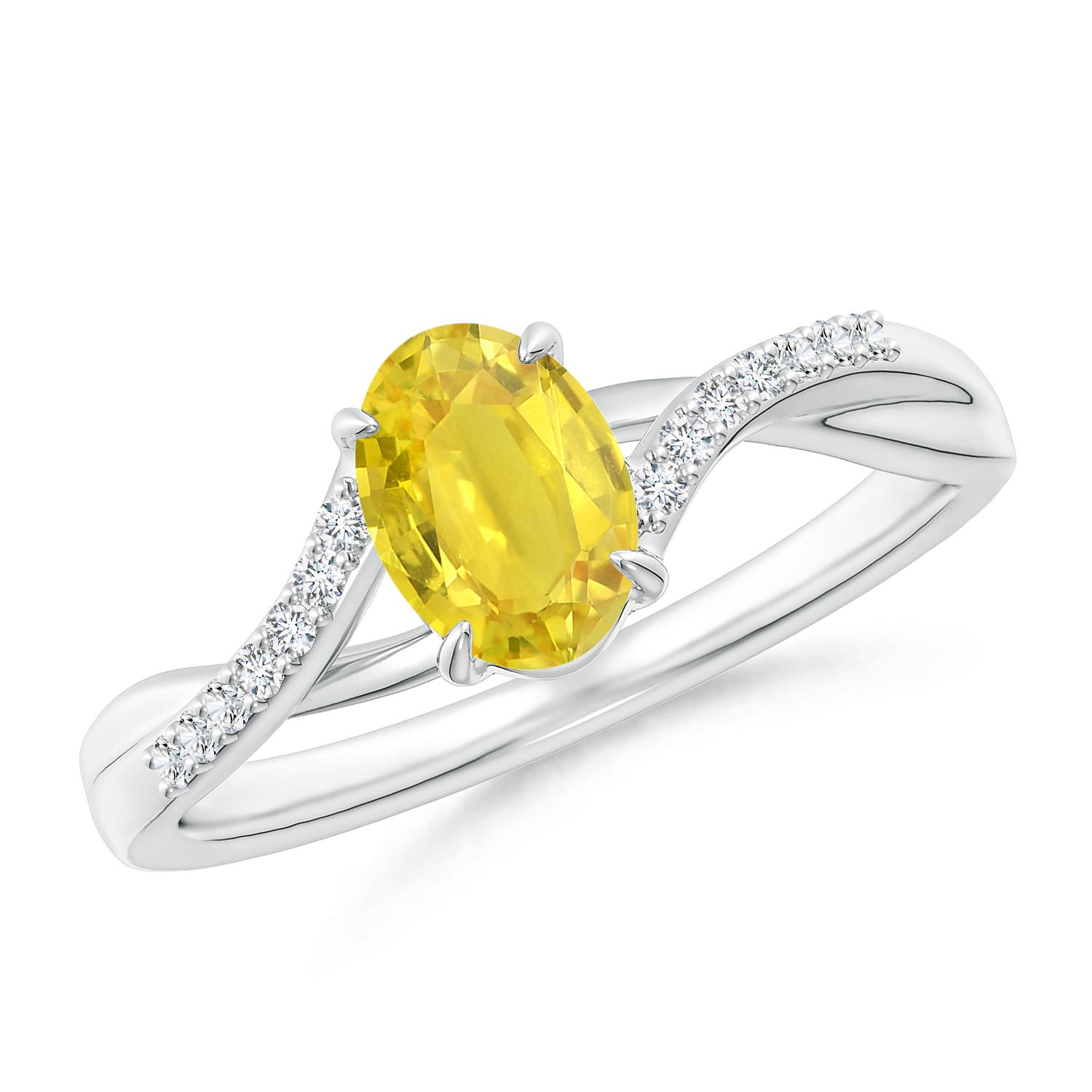 AA - Yellow Sapphire / 1.1 CT / 14 KT White Gold