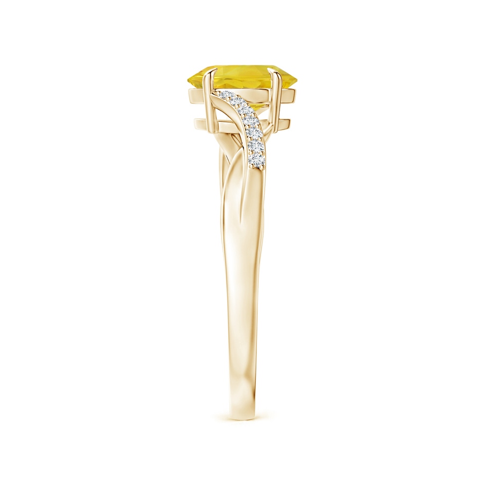 7x5mm AA Oval Yellow Sapphire Split Shank Ring with Diamond Accents in Yellow Gold side 299